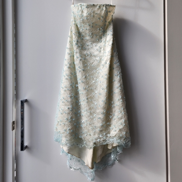 Handmade Dresses & Skirts - Handmade Beaded Lace Strapless Sequin Scalloped Hem Dress